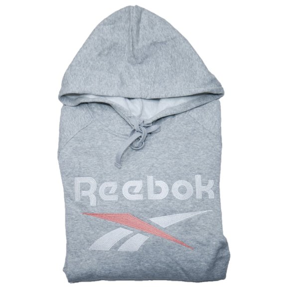 Reebok Vector Crossfit Fleece Hoodie Sweatshirt Womens Size L Gray Pink Metcon - Picture 7 of 7